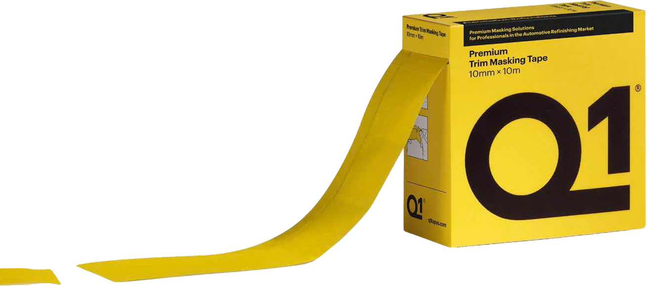 Q1 Premium Trim Maskeleme Bandı — kutu ve perforasyonlu şerit