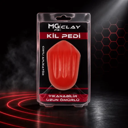 MG PS Aplikatörlü El Kil Pedi 12×8 cm (Kırmızı) – Cırtlı Clay Pad Sponge Block