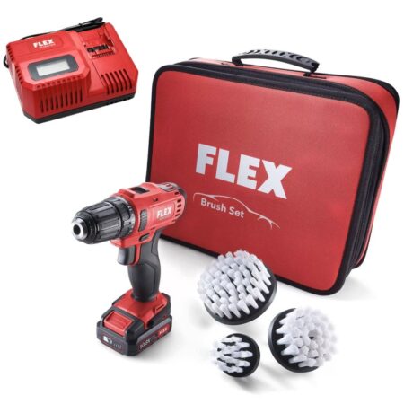 FLEX Şarjlı Vidalama ve Detaylı Temizlik Fırça Seti - DD 2G Matkap, 3lü Fırça (10.8V 2.5AH Akülü)