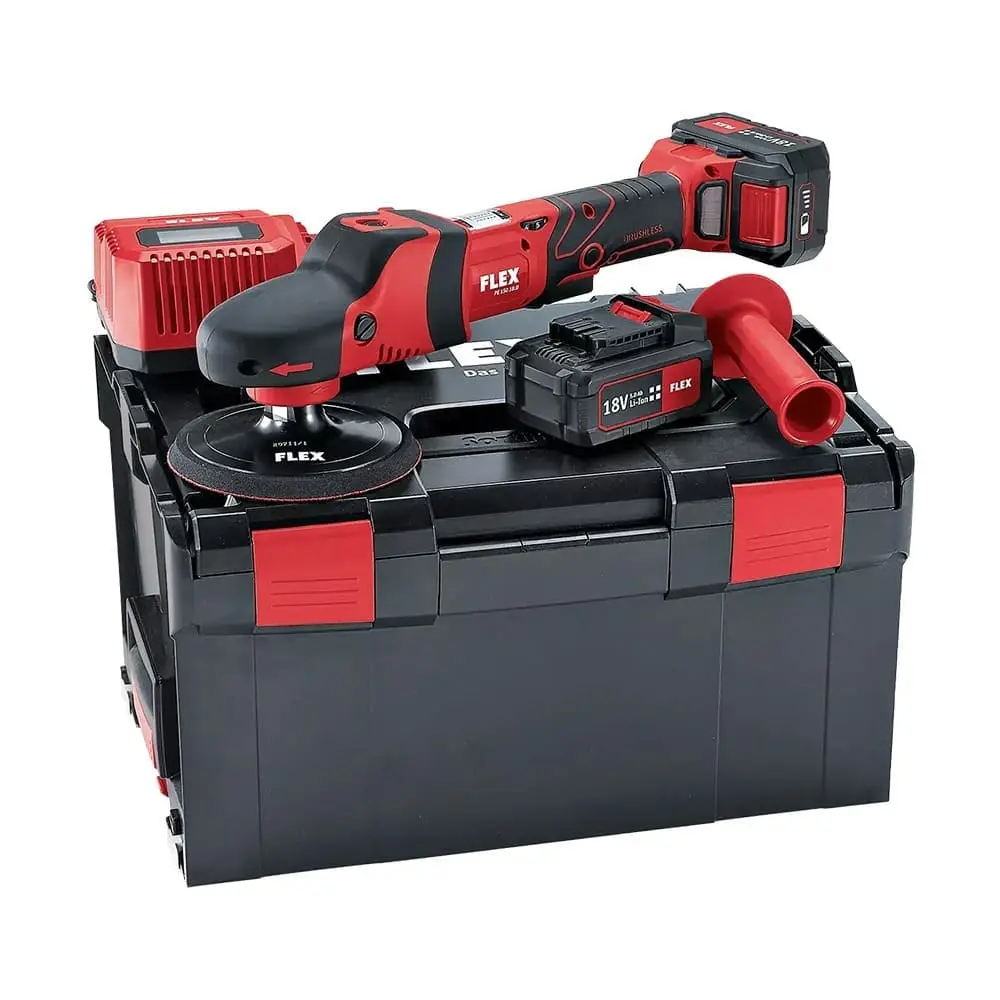 FLEX PE 150 18-EC Set Rotary Çift Akülü Kablosuz Polisaj Makinesi Seti 18V -Kömürsüz Fırçasız Motor