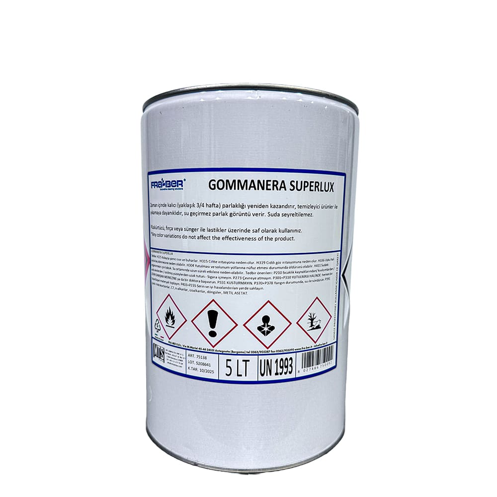 FRA-BER Gommanera Superlux Solvent Bazlı Uzun Süreli Lastik Parlatıcı - 5 lt