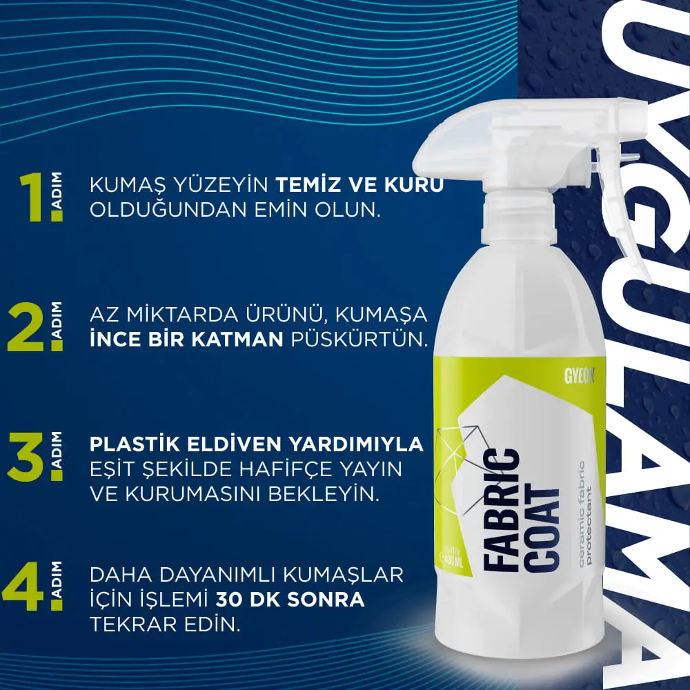 GYEON Q FabricCoat Araç Kumaş Koltuk Tente Koruyucu - 400 ml - Seramik Bazlı Nano Su İtici - Image 3