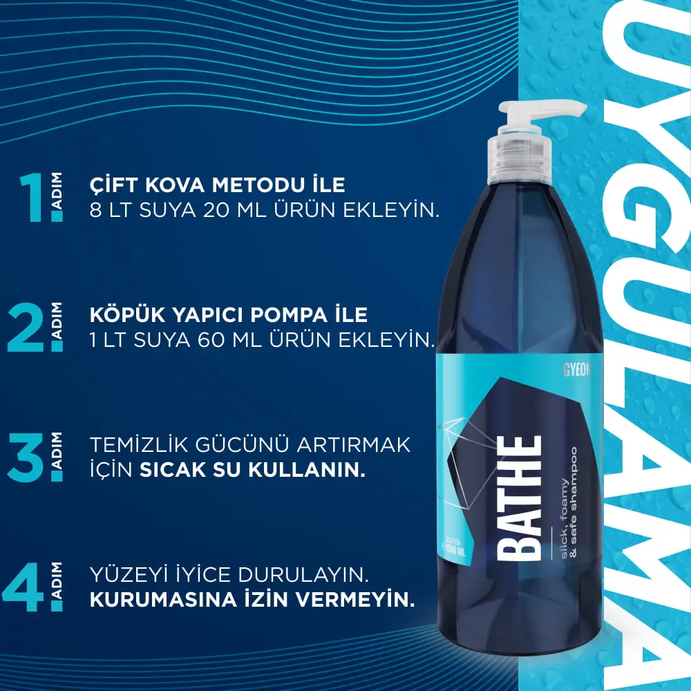 GYEON QM Bathe PH Nötr Cilalı Oto Şampuanı - 4000 ml -Yüksek Konsantre Jel Araç Yıkama Köpüğü - Image 3
