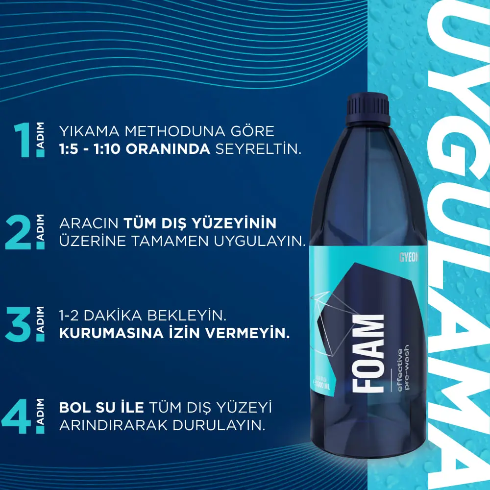 GYEON QM Foam Araç Ön Yıkama Şampuanı Konsantre - 4000 ml - Yoğun Köpüklü Prewash Snow Foam - Image 3