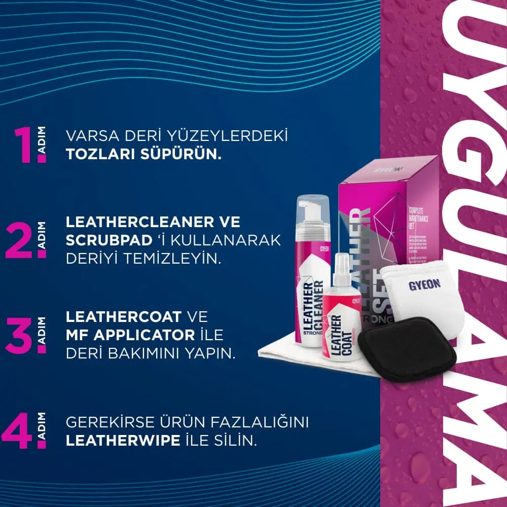 GYEON QM LeatherSet Strong Güçlü Deri Temizlik ve Bakım Seti (5 Parça) - 200 ml - Image 3
