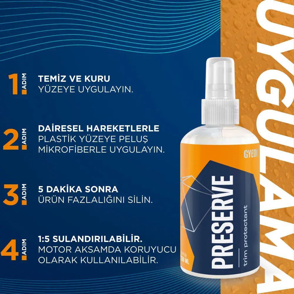 GYEON QM Preserve İç Dış Plastik Trim Yenileyici Ve Koruyucu - 250 ml -Mat Görünüm Plastik Onarıcı - Image 3