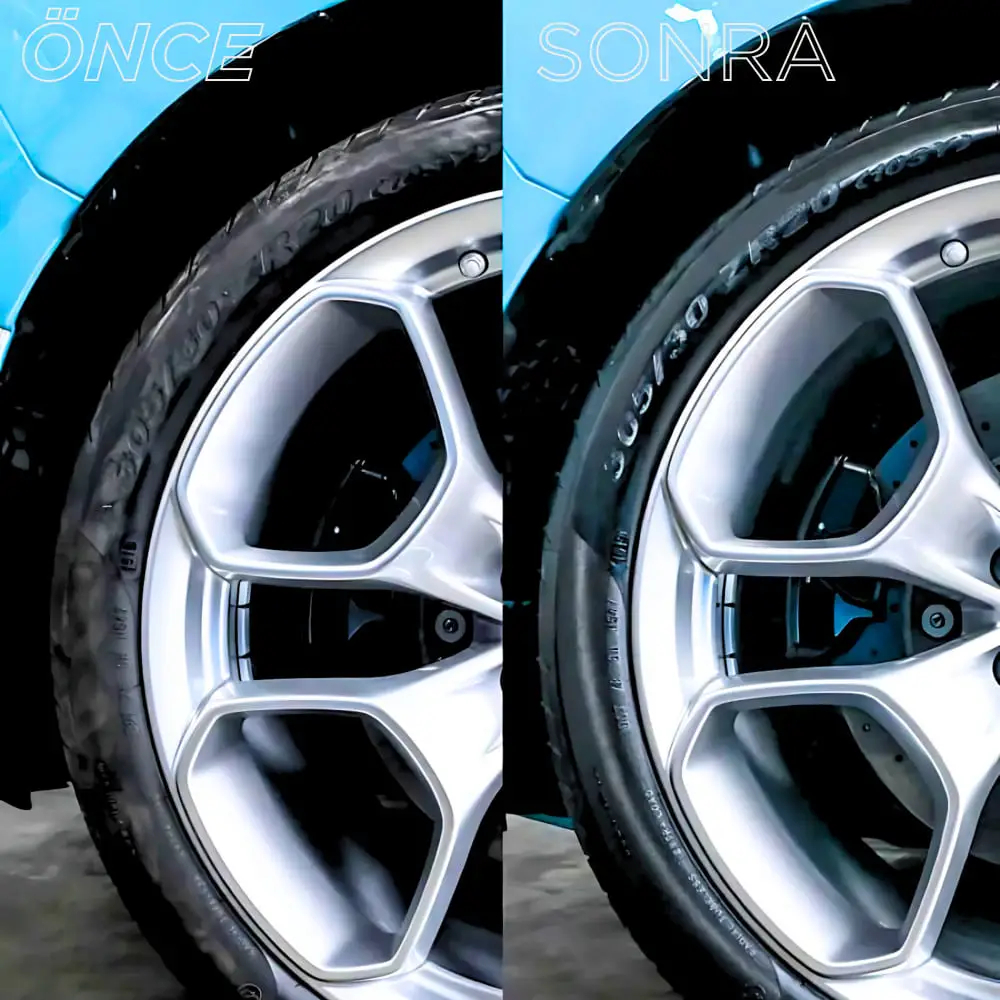 GYEON QM Tire Express Lastik Parlatıcı ve Koruyucu - 1000 ml -Su Bazlı Jel Oto Lastik Cilası - Image 5