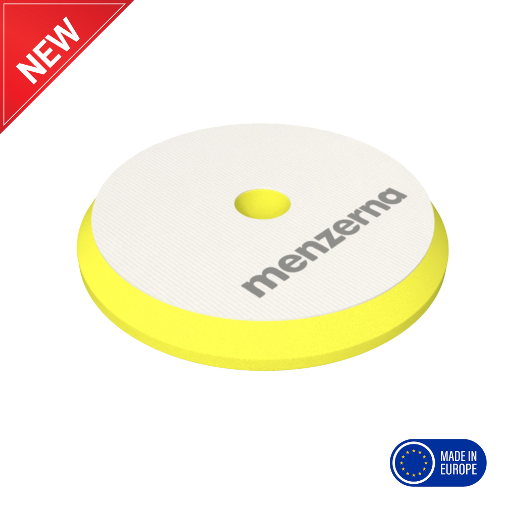 MENZERNA Rotary ve Orbital Uyumlu İnce Pasta Süngeri 130/150mm – Sarı | Orta Çizik Giderici Ped