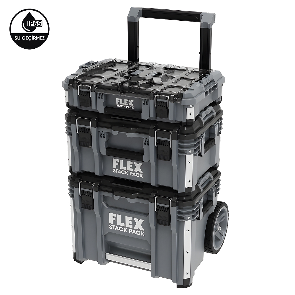 FLEX Stack Pack 1 Modüler Depolama ve Taşıma Sistemi | 3 Katlı Mobil Takım Çantası Saklama Seti