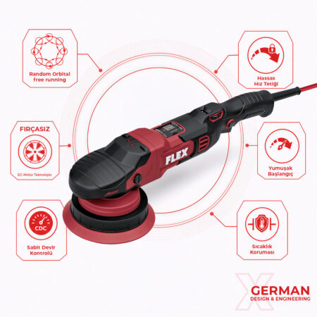 FLEX XFE 2 15 14-EC Random Orbital Polisaj Makinesi 1400W (2. Nesil) | Fırçasız Kömürsüz Motor