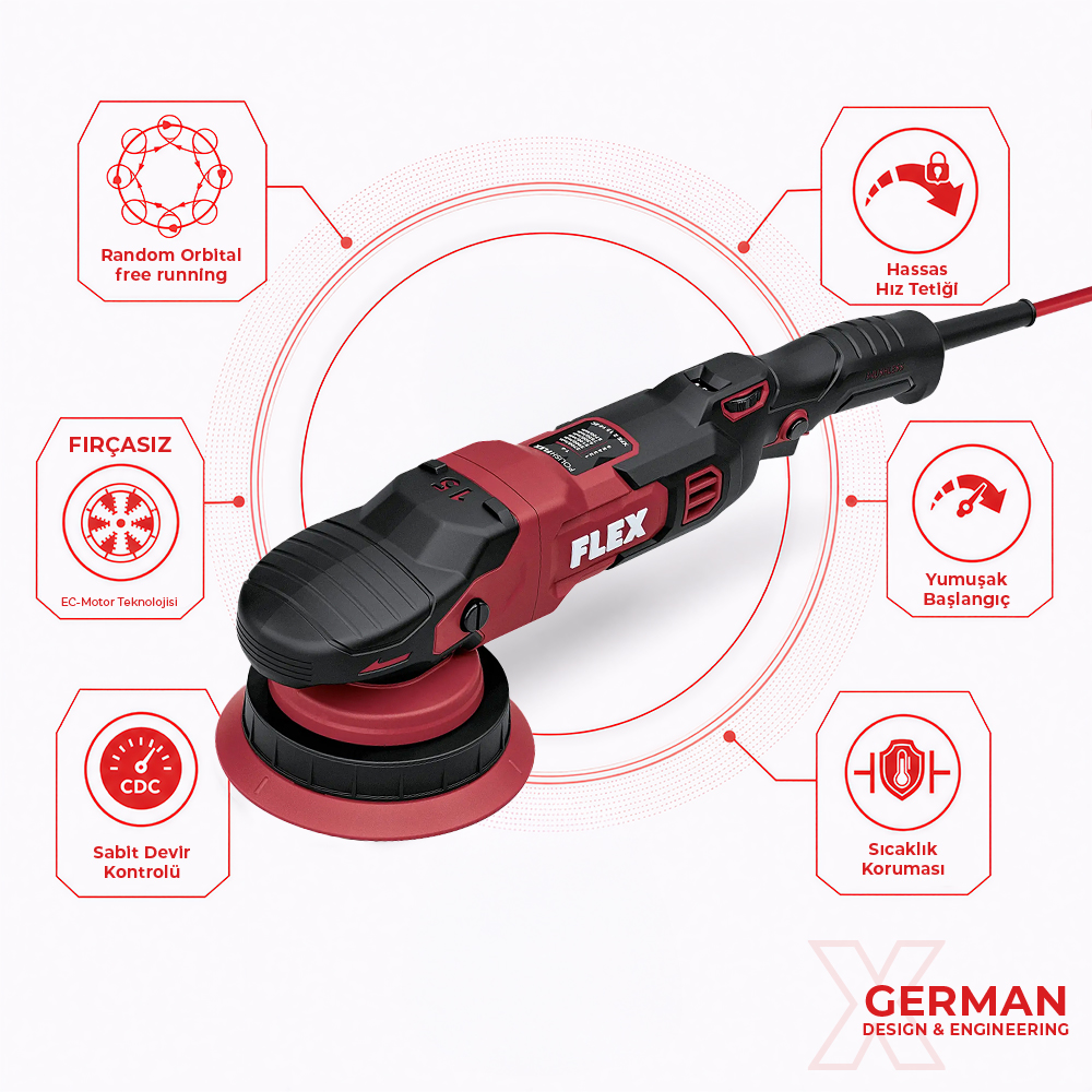 FLEX XFE 2 15 14-EC Random Orbital Polisaj Makinesi 1400W (2. Nesil) | Fırçasız Kömürsüz Motor