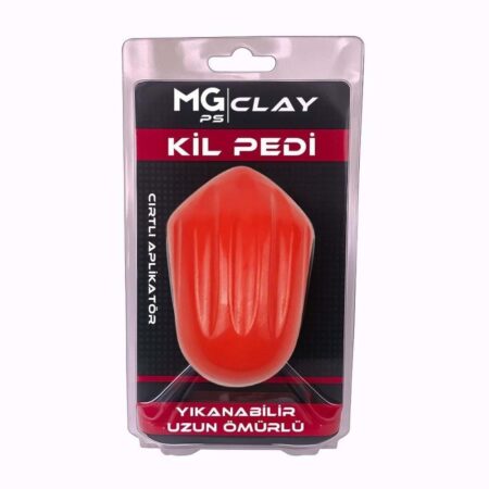 MG PS Aplikatörlü El Kil Pedi 12×8 cm (Kırmızı) – Cırtlı Clay Pad Sponge Block